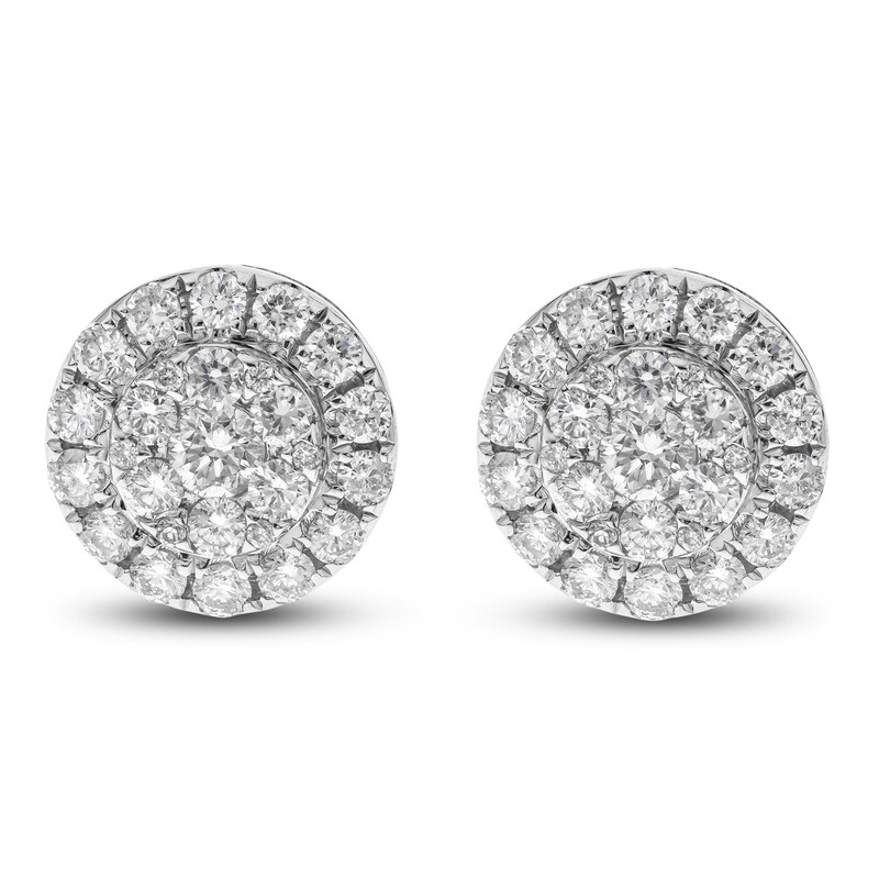 Diamond Stud Earrings 1 ct tw Round 14K White Gold