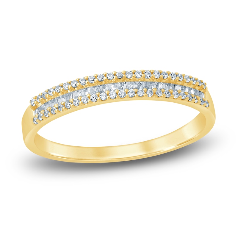 Main Image 1 of Diamond Anniversary Band 1/4 ct tw Round/Baguette 14K Yellow Gold
