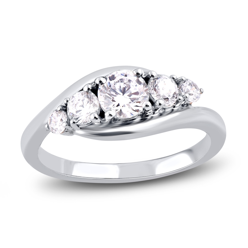 Main Image 1 of Diamond 5-Stone Engagement Ring 1 ct tw Round 14K White Gold