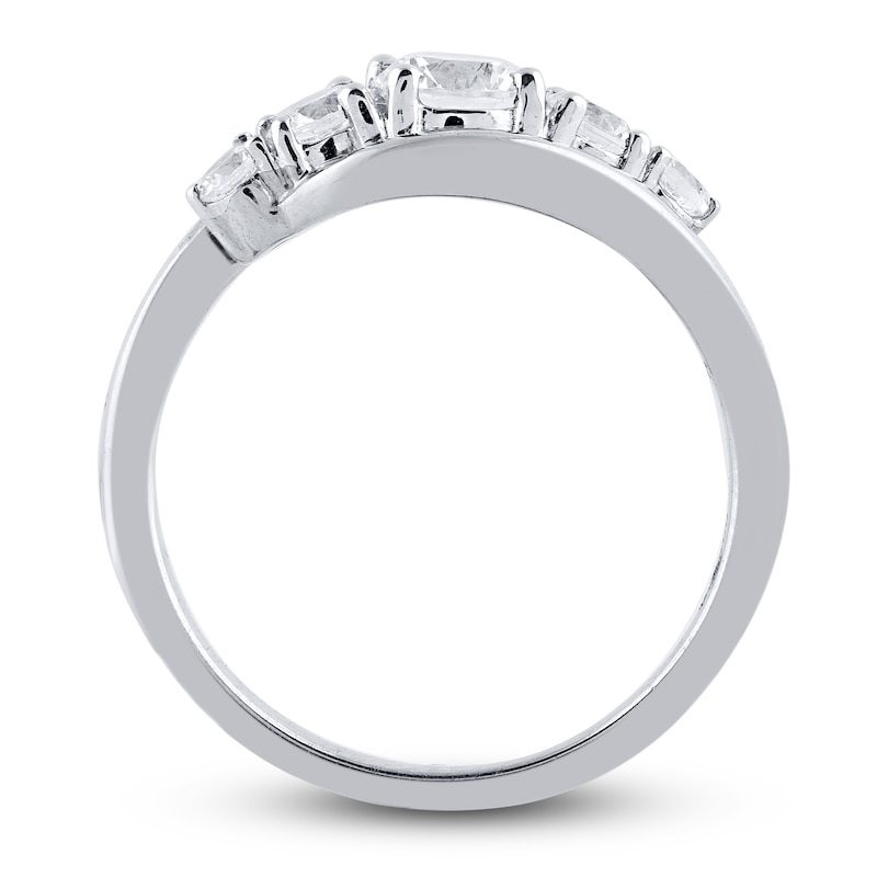 Main Image 2 of Diamond 5-Stone Engagement Ring 1 ct tw Round 14K White Gold