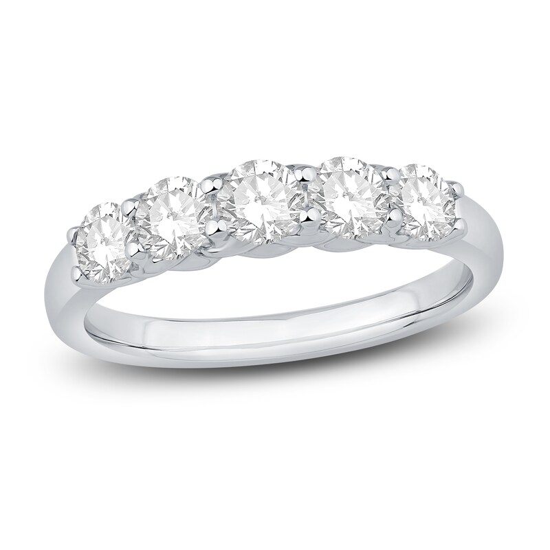 Main Image 1 of Diamond 5-Stone Anniversary Band 1 ct tw Round 14K White Gold