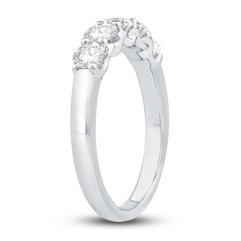 Main Image 2 of Diamond 5-Stone Anniversary Band 1 ct tw Round 14K White Gold