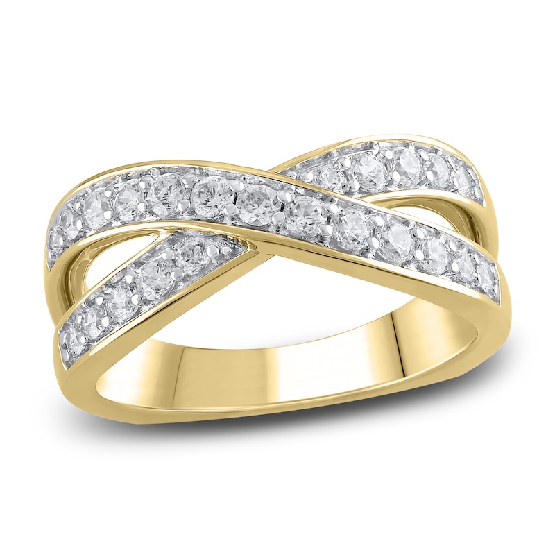 Main Image 1 of Diamond Criss-Cross Anniversary Band 5/8 ct tw Round 18K Yellow Gold