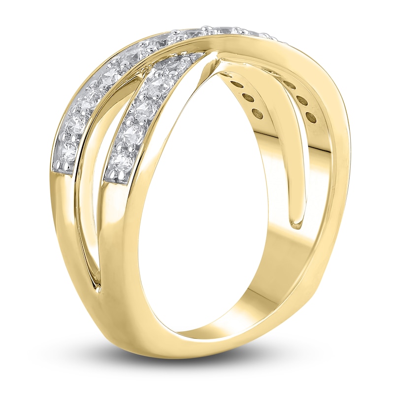 Main Image 2 of Diamond Criss-Cross Anniversary Band 5/8 ct tw Round 18K Yellow Gold