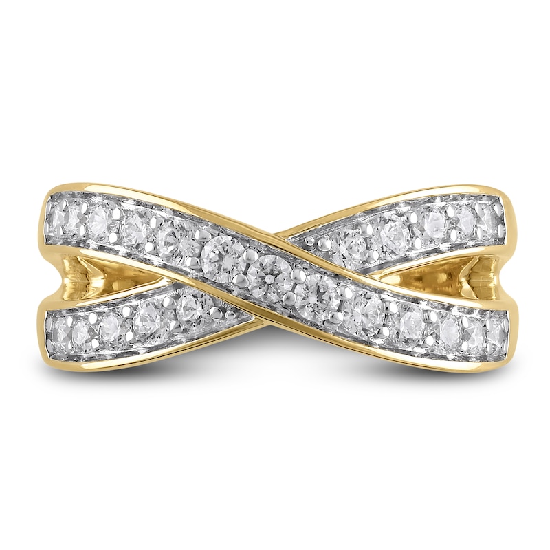 Main Image 3 of Diamond Criss-Cross Anniversary Band 5/8 ct tw Round 18K Yellow Gold