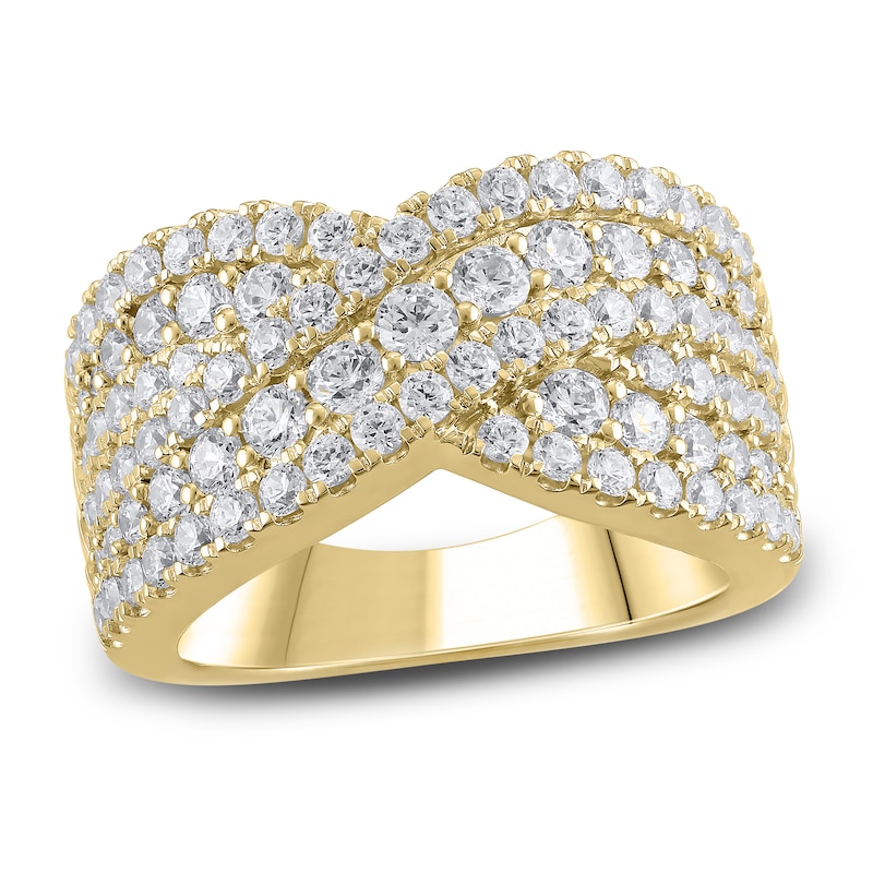 Main Image 1 of Diamond Cross Anniversary Band 2 ct tw Round 18K Yellow Gold