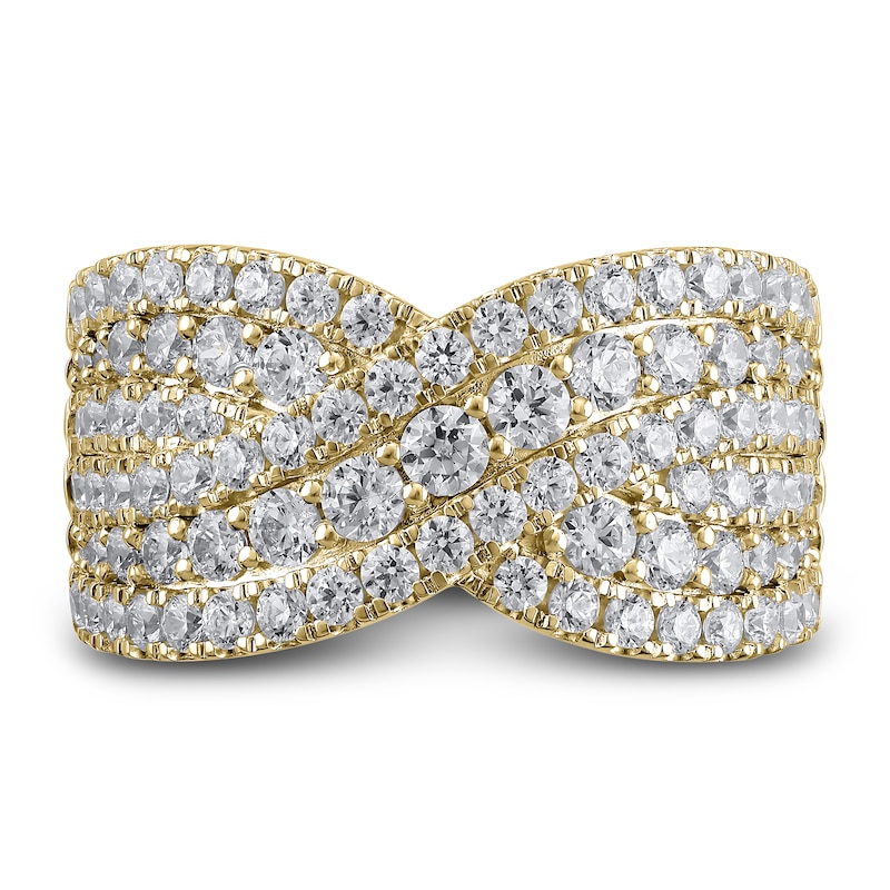 Main Image 3 of Diamond Cross Anniversary Band 2 ct tw Round 18K Yellow Gold