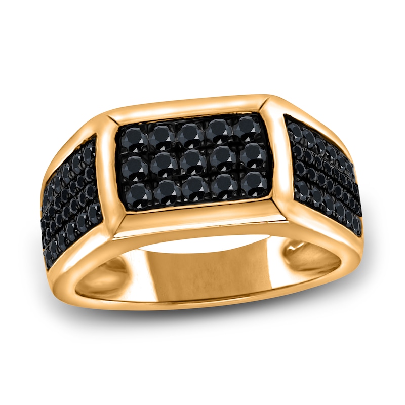 Main Image 1 of Men's Black Diamond Anniversary Ring 3/4 ct tw Round 14K Yellow Gold