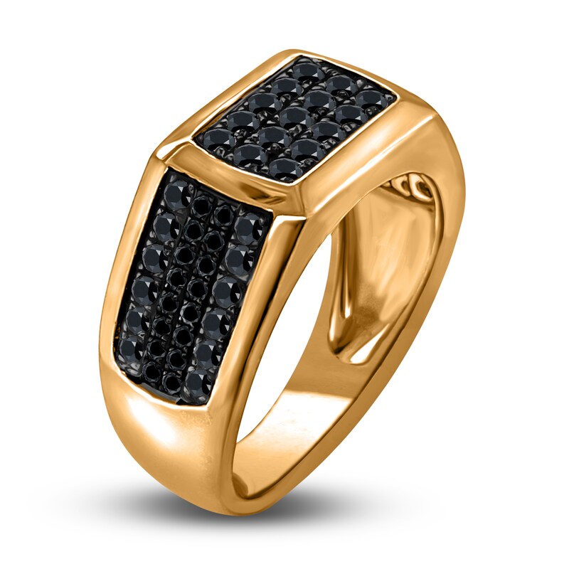 Main Image 2 of Men's Black Diamond Anniversary Ring 3/4 ct tw Round 14K Yellow Gold
