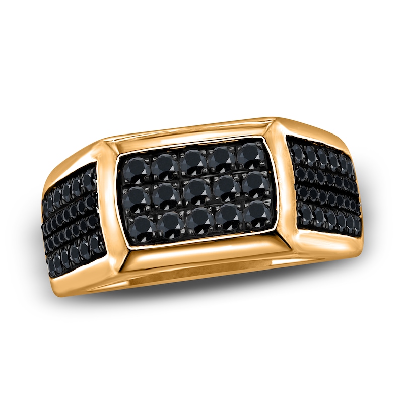 Main Image 3 of Men's Black Diamond Anniversary Ring 3/4 ct tw Round 14K Yellow Gold