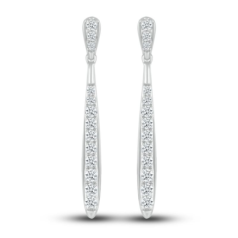 Main Image 1 of Diamond Drop Earrings 3/8 ct tw Round 10K White Gold