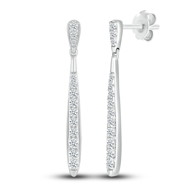 Diamond Drop Earrings 3/8 ct tw Round 10K White Gold