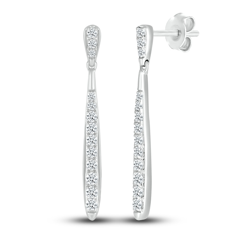 Main Image 3 of Diamond Drop Earrings 3/8 ct tw Round 10K White Gold