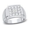 Thumbnail Image 1 of Men's Diamond Ring 1-1/2 ct tw Square-cut/Round 14K White Gold