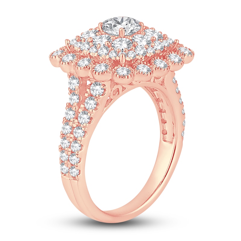 Diamond Engagement Ring 2-1/2 ct tw Round 14K Rose Gold