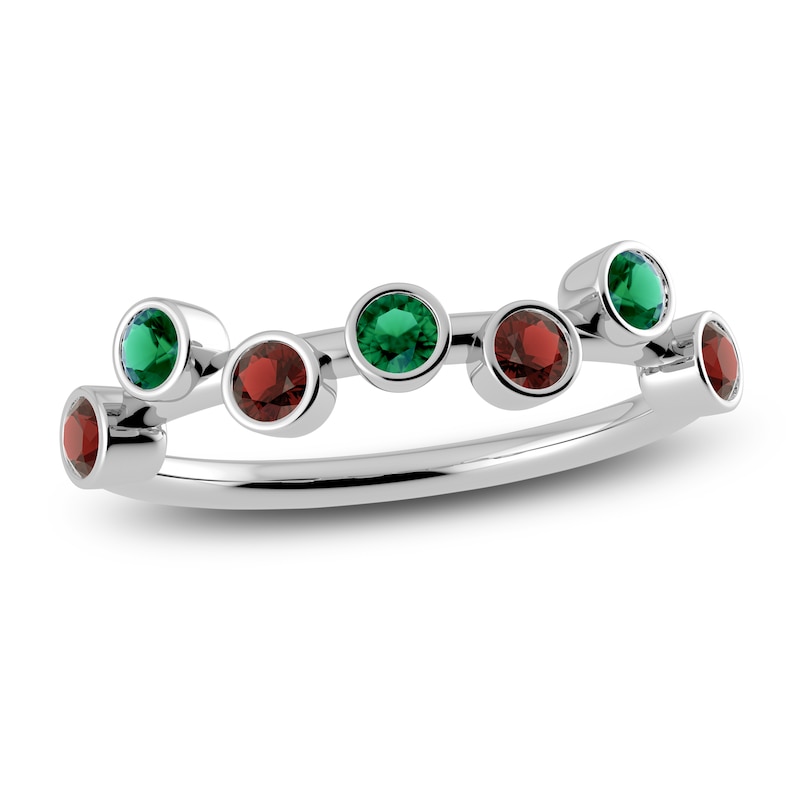 Main Image 1 of Juliette Maison Natural Emerald & Natural Garnet Ring 10K White Gold