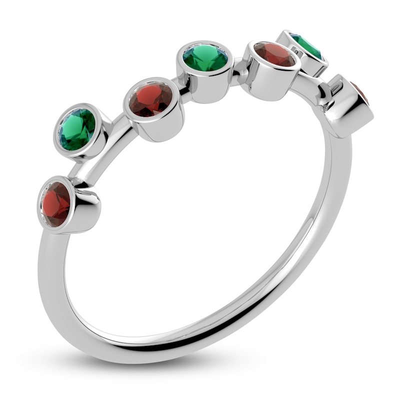 Main Image 2 of Juliette Maison Natural Emerald & Natural Garnet Ring 10K White Gold