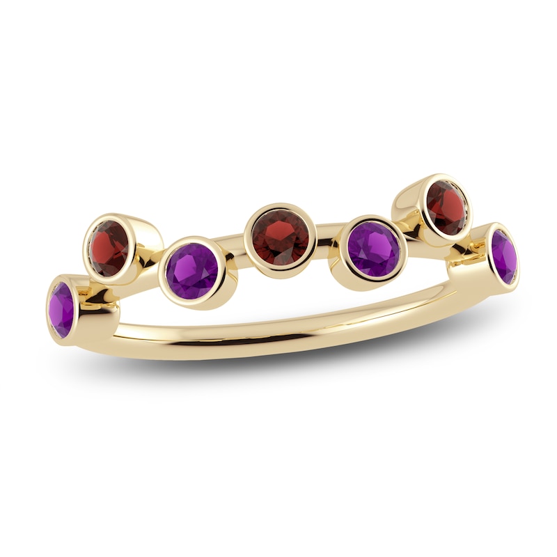 Main Image 1 of Juliette Maison Natural Amethyst & Natural Garnet Ring 10K Yellow Gold
