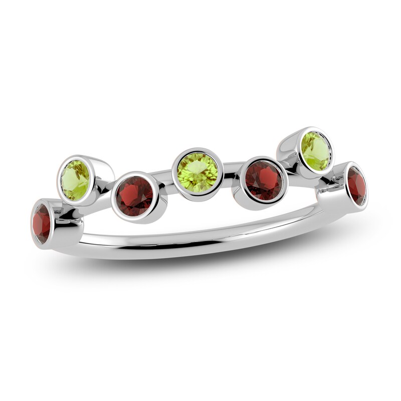 Main Image 1 of Juliette Maison Natural Peridot & Natural Garnet Ring 10K White Gold