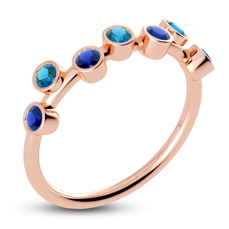 Main Image 2 of Juliette Maison Natural Blue Zircon & Natural Blue Sapphire Ring 10K Rose Gold