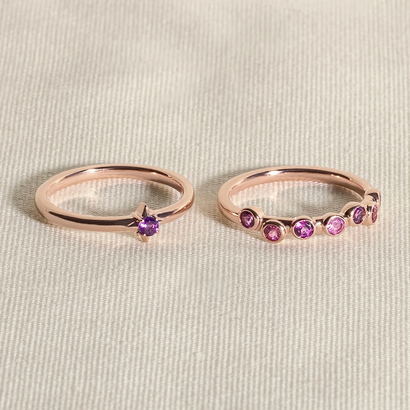 Main Image 4 of Juliette Maison Natural Blue Zircon & Natural Blue Sapphire Ring 10K Rose Gold