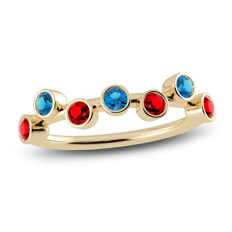 Main Image 1 of Juliette Maison Natural Blue Zircon & Natural Ruby Ring 10K Yellow Gold