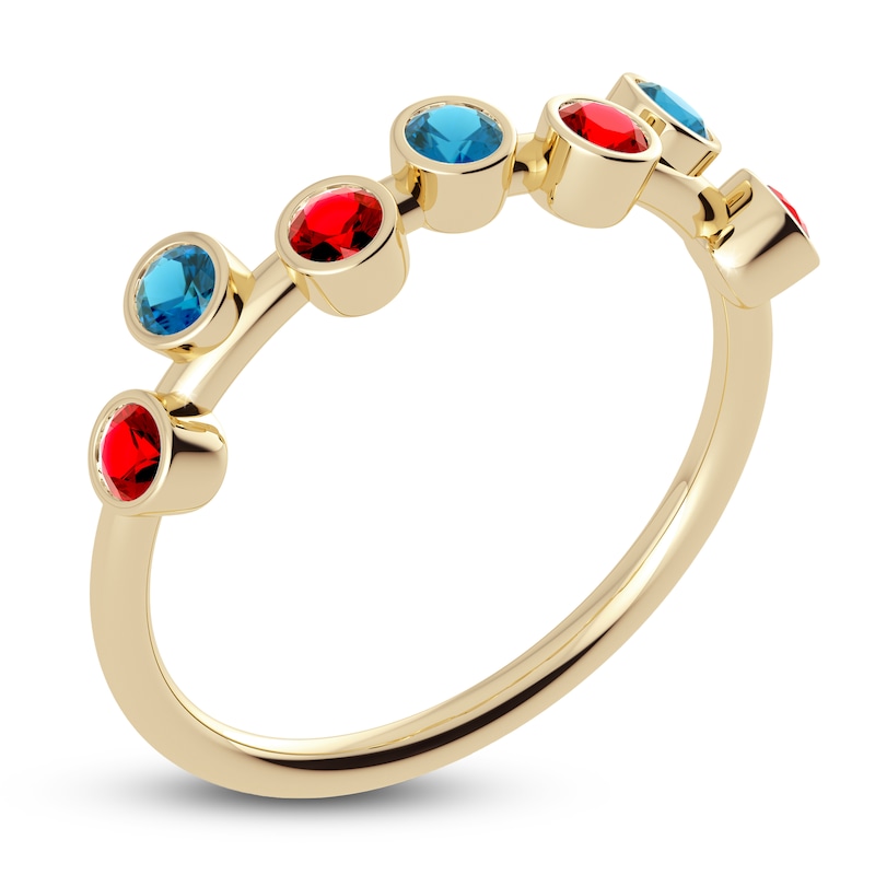 Main Image 2 of Juliette Maison Natural Blue Zircon & Natural Ruby Ring 10K Yellow Gold
