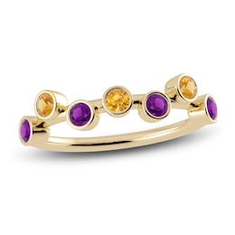 Juliette Maison Natural Amethyst & Natural Citrine Ring 10K Yellow Gold