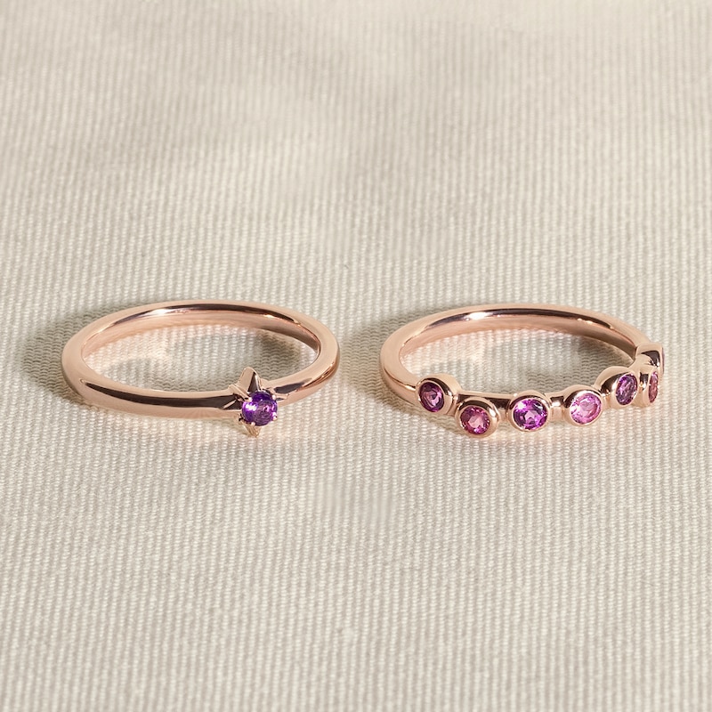 Main Image 4 of Juliette Maison Natural Rhodolite Garnet & Natural White Sapphire Ring 10K Rose Gold