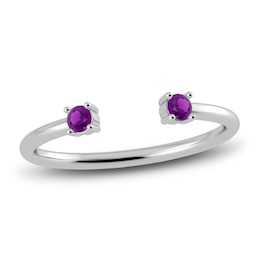 Juliette Maison Natural Amethyst Cuff Ring 10K White Gold