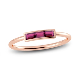 Juliette Maison Natural Rhodolite Garnet Baguette Bar Ring 10K Rose Gold