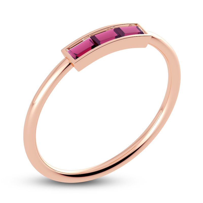 Main Image 2 of Juliette Maison Natural Rhodolite Garnet Baguette Bar Ring 10K Rose Gold