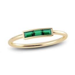 Juliette Maison Natural Emerald Baguette Bar Ring 10K Yellow Gold