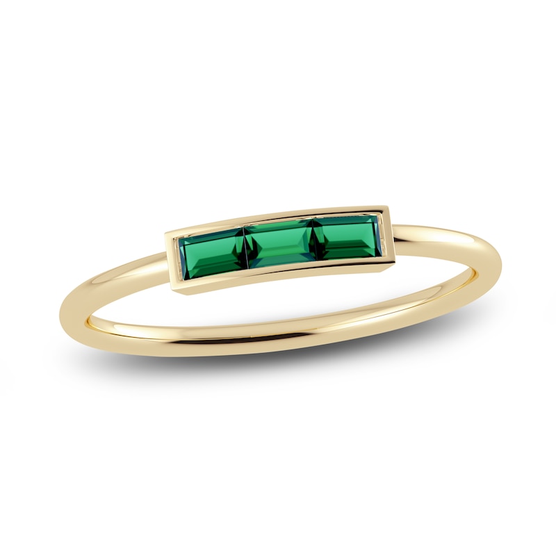 Main Image 1 of Juliette Maison Natural Emerald Baguette Bar Ring 10K Yellow Gold