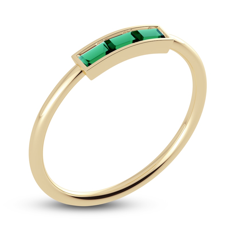 Main Image 2 of Juliette Maison Natural Emerald Baguette Bar Ring 10K Yellow Gold