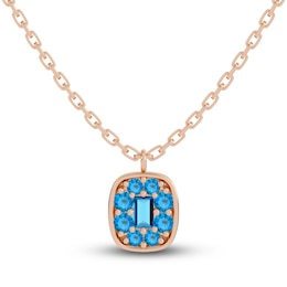 Juliette Maison Natural Blue Zircon Pendant Necklace 10K Rose Gold