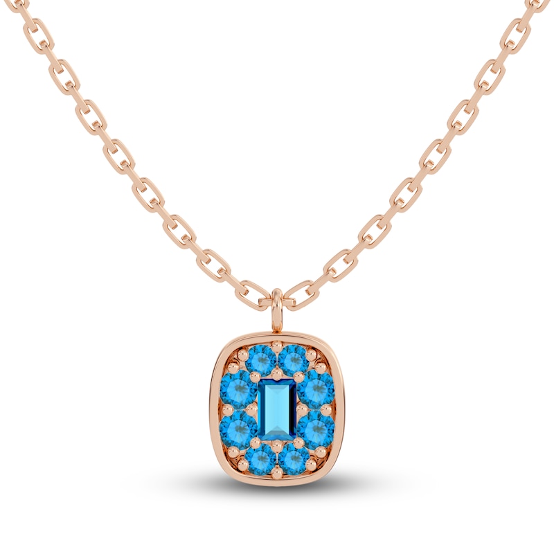 Main Image 1 of Juliette Maison Natural Blue Zircon Pendant Necklace 10K Rose Gold