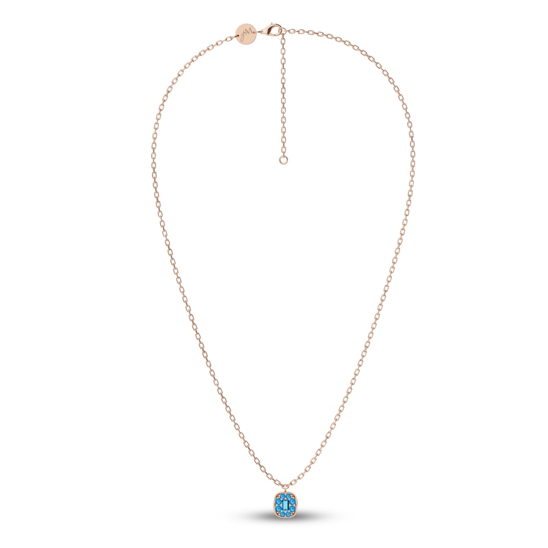 Main Image 2 of Juliette Maison Natural Blue Zircon Pendant Necklace 10K Rose Gold