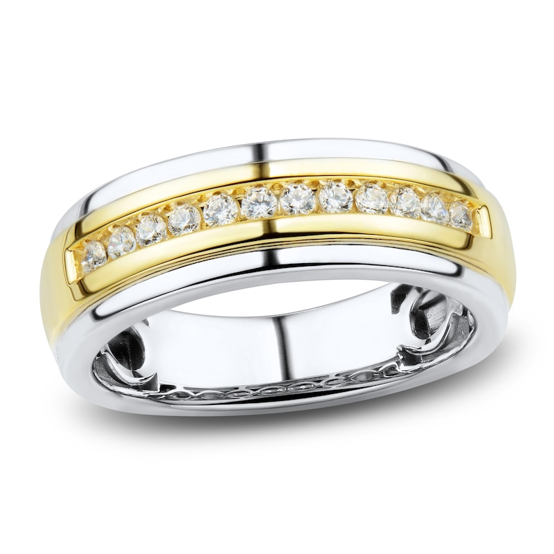 Main Image 1 of Men's Diamond Wedding Band 1/4 ct tw Round 14K Two-Tone Gold