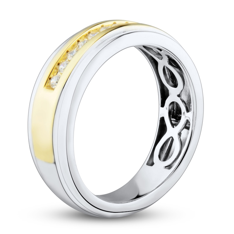 Main Image 2 of Men's Diamond Wedding Band 1/4 ct tw Round 14K Two-Tone Gold