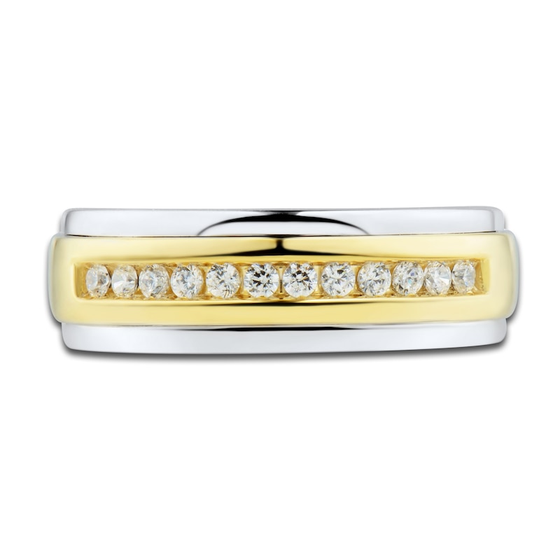 Main Image 3 of Men's Diamond Wedding Band 1/4 ct tw Round 14K Two-Tone Gold