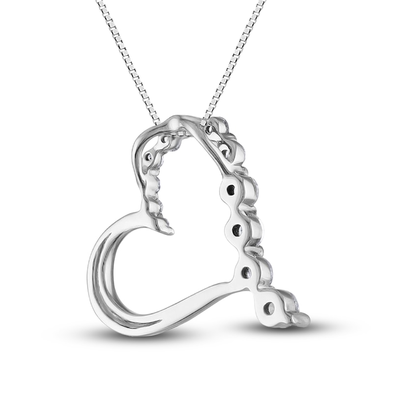 Main Image 2 of Diamond Heart Pendant Necklace 1/2 ct tw Round 14K White Gold 18"