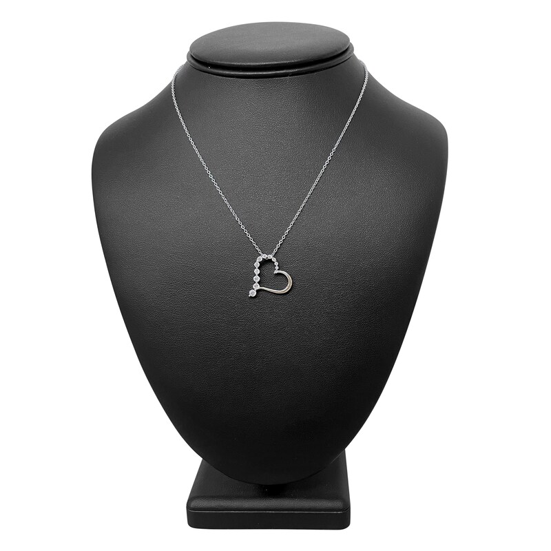 Main Image 4 of Diamond Heart Pendant Necklace 1/2 ct tw Round 14K White Gold 18"