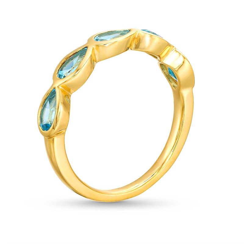 Kallati Pear-Shaped Natural Blue Topaz Ring 14K Yellow Gold