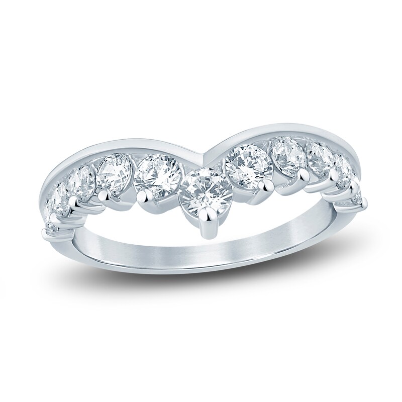 Main Image 1 of Diamond Contour Anniversary Band 1 ct tw Round 14K White Gold