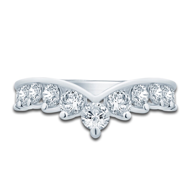Main Image 3 of Diamond Contour Anniversary Band 1 ct tw Round 14K White Gold
