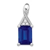 Natural Blue Sapphire Charm Diamond Accents 14K White Gold