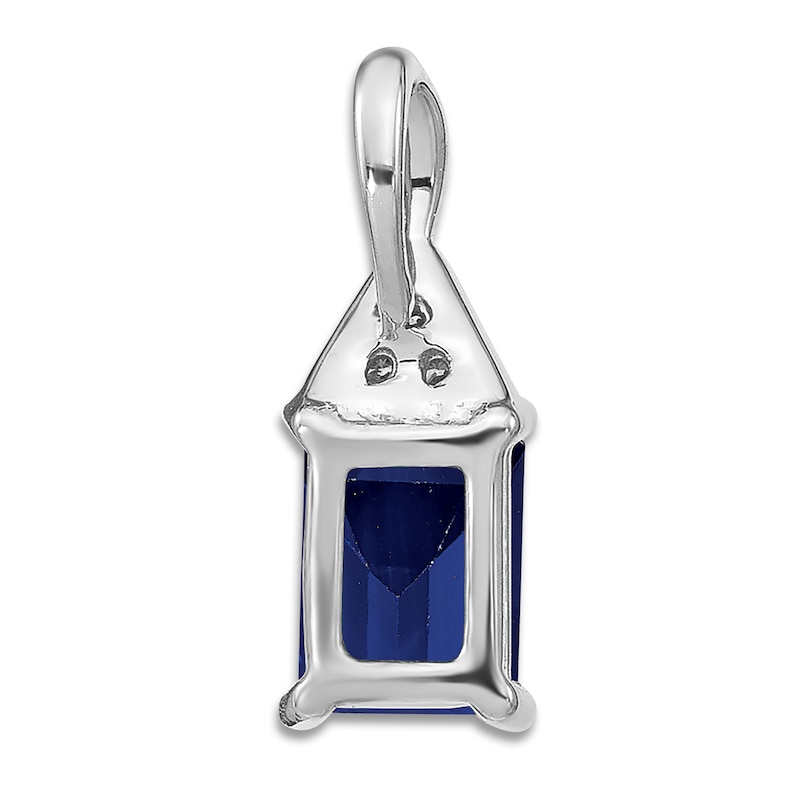 Natural Blue Sapphire Charm Diamond Accents 14K White Gold