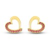 Thumbnail Image 1 of Lab-Created Ruby Heart Stud Earrings 10K Yellow Gold
