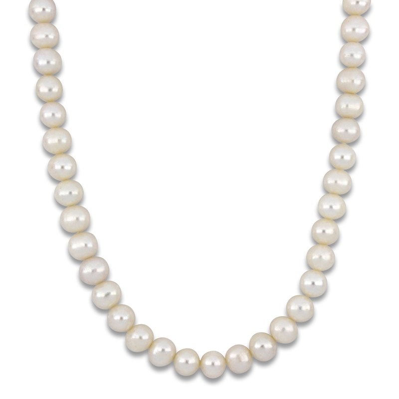 Main Image 1 of Men's Freshwater Cultured Pearl Necklace Sterling Silver 20"